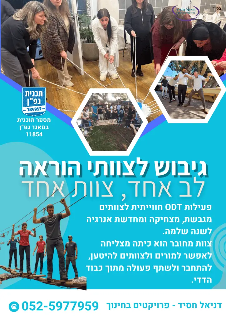 השוואת פעילויות גיבוש בישראל - יום גיבוש ODT מול ימי שיא מול סדנאות תוכן